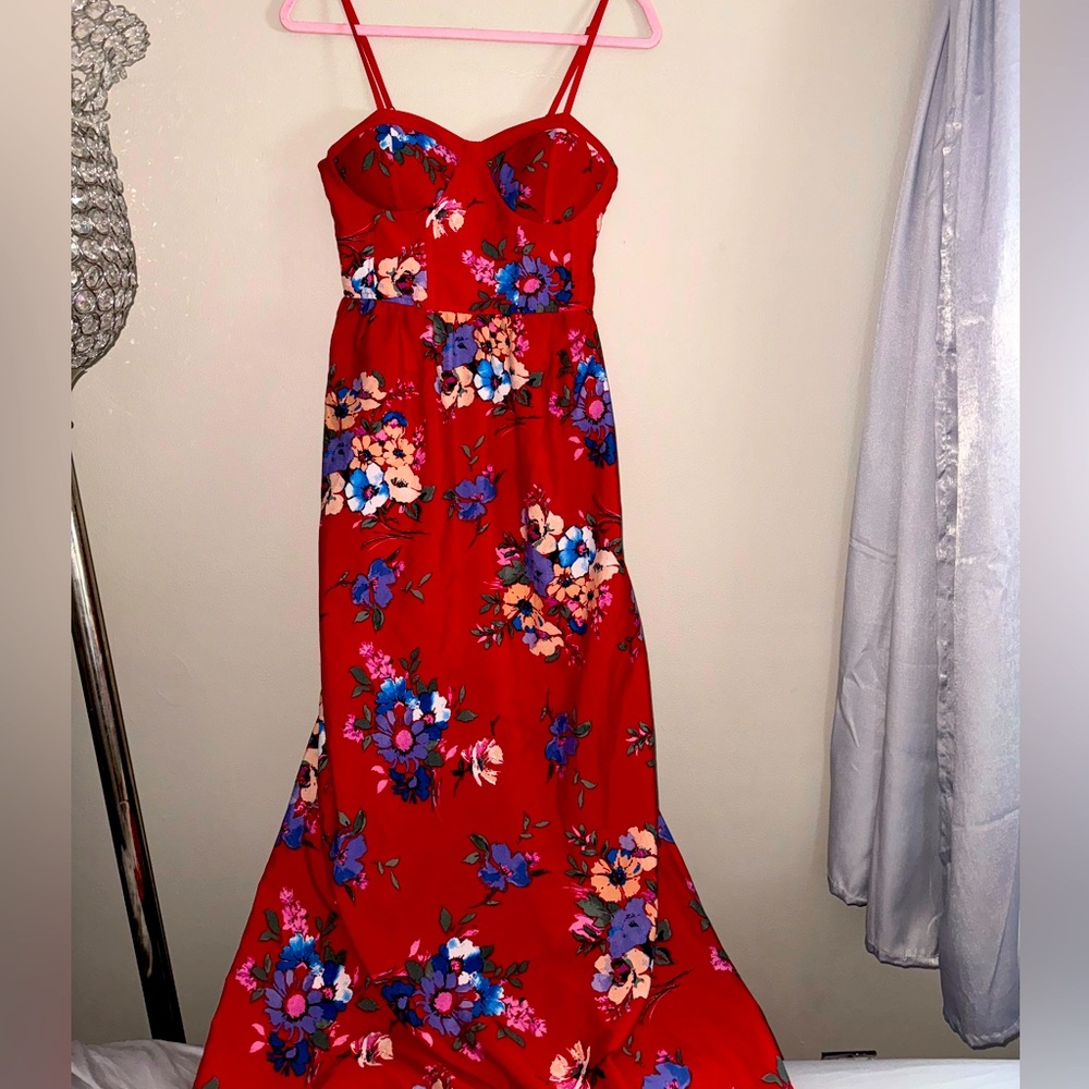 Like new, B.O.G collection, red floral maxi dress, size medium